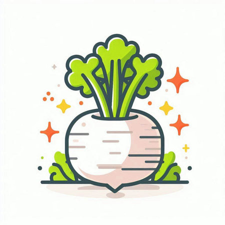 Fresh turnip icon. Vector illustration. Vegetarian food symbol.のイラスト素材