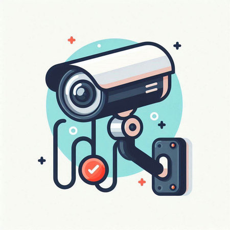 Surveillance camera icon. Vector illustration in flat linear style.のイラスト素材