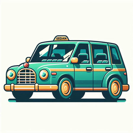 Taxi car. Vector illustration in flat cartoon style. Isolated on white background.のイラスト素材