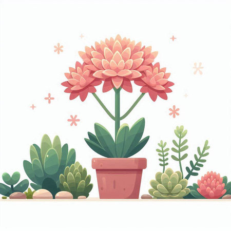 Flowerpot with a flower. Vector illustration in cartoon style.のイラスト素材