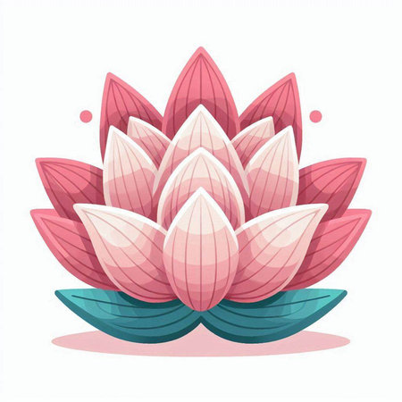 Lotus flower isolated on white background. Vector illustration in cartoon style.のイラスト素材