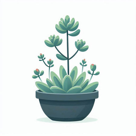 Succulent plant in a pot isolated on white background. Vector illustration.のイラスト素材
