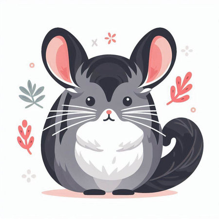 Cute chinchilla. Vector illustration in a flat style.のイラスト素材