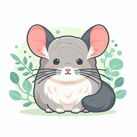 Cute chinchilla on a white background. Vector illustration.のイラスト素材