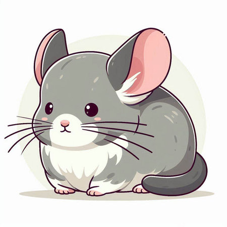 Cute little gray mouse isolated on white background. Vector illustration.のイラスト素材