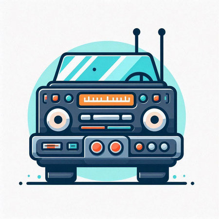Radio icon. Vector illustration in flat style. Isolated on white background.のイラスト素材