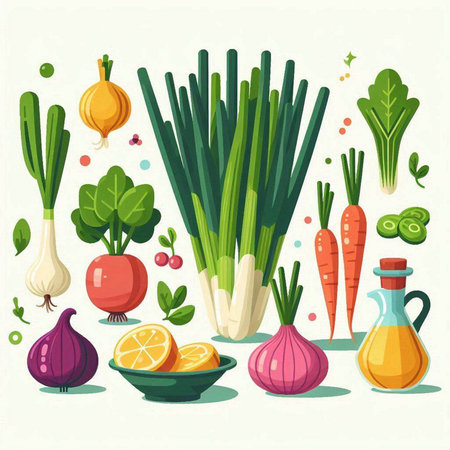 Vegetables. Vector illustration in flat style. Set of vegetables.のイラスト素材