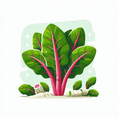 Bunch of chard. Vector illustration isolated on white background.のイラスト素材