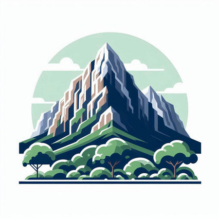 Cityscape with skyscrapers and trees in flat style. Vector illustration.のイラスト素材