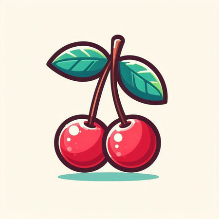 Cherry vector illustration. Isolated cherry on a white background.のイラスト素材