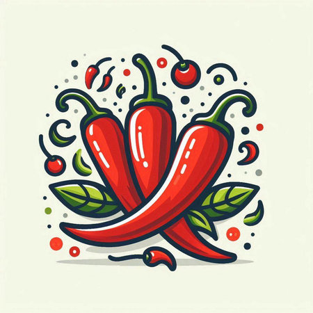 Chili pepper icon. Vector illustration of spicy red chili pepper.のイラスト素材