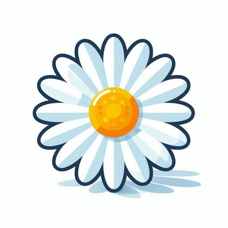 Cartoon daisy flower isolated on white background. Vector illustration.のイラスト素材