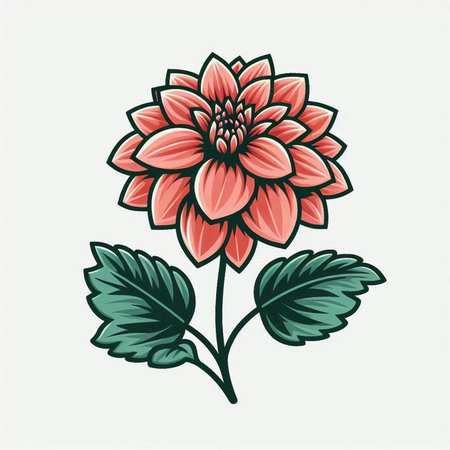 Dahlia flower vector illustration. Hand drawn flower isolated on white background.のイラスト素材