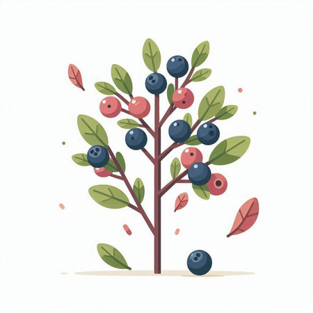 Blueberry tree isolated on white background. Flat style vector illustration.のイラスト素材