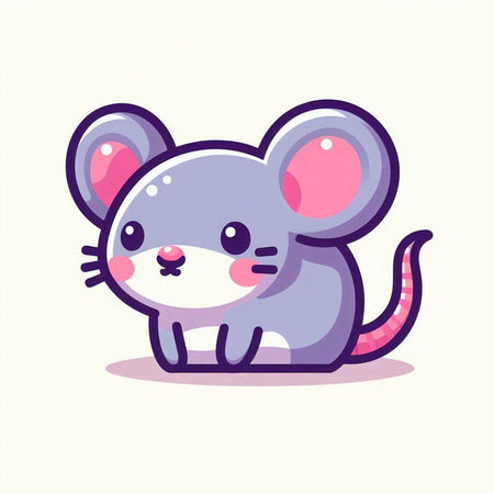 Cute cartoon mouse character. Vector illustration in a flat style.のイラスト素材