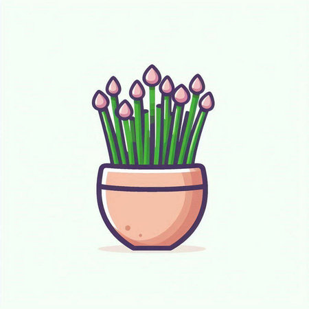 Flowerpot with hyacinths. Vector illustration in flat styleのイラスト素材