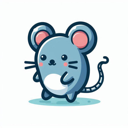 Cute cartoon mouse. Vector illustration isolated on a white background.のイラスト素材