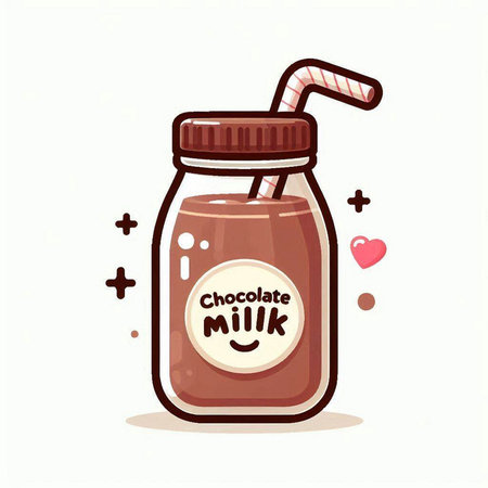 Chocolate smoothie in a jar with a straw. Vector illustration.のイラスト素材