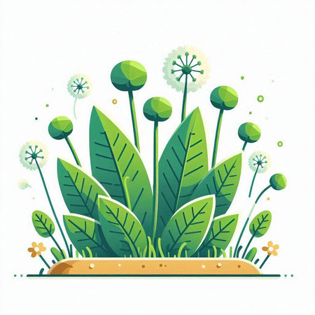 Vector illustration of green grass with flowers on white background. Eps 10のイラスト素材