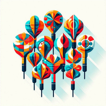 Colorful darts in the shape of a heart. Vector illustration.のイラスト素材