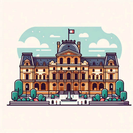 Vector illustration of the City Hall building in Lviv, Ukraine.のイラスト素材
