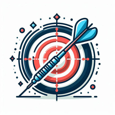 Darts target with dart arrow on white background. Vector illustration.のイラスト素材