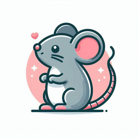 Vector illustration of cute cartoon mouse. Isolated on white background.のイラスト素材