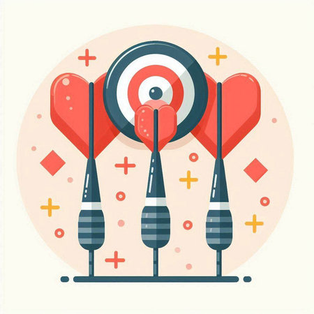 Darts target vector illustration, flat style design. Dartboard icon.のイラスト素材