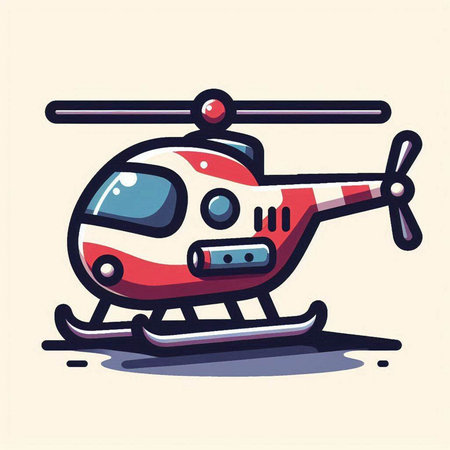 Helicopter icon. Vector illustration of a helicopter in cartoon style.のイラスト素材