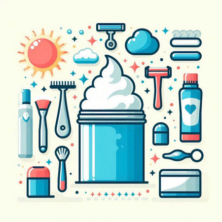 Vector illustration of a set of hairdresser tools in flat style.のイラスト素材