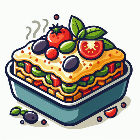 Cartoon vector illustration of a piece of pie with berries and creamのイラスト素材