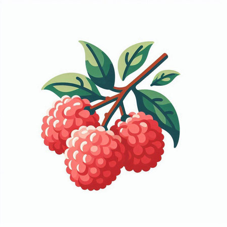 Raspberry vector illustration isolated on white background. Ripe berry.のイラスト素材