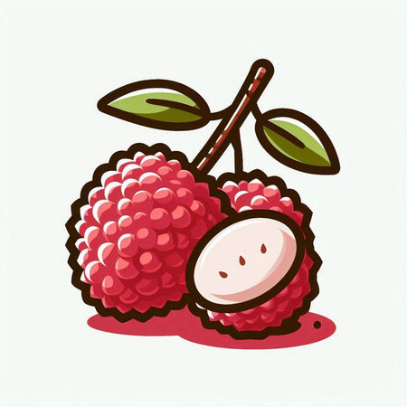 Lychee fruit icon isolated on white background. Vector illustration.のイラスト素材