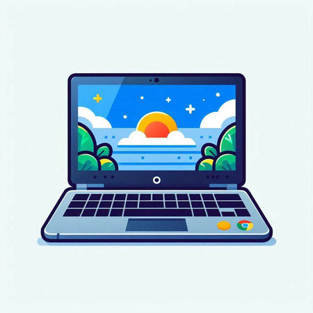 Laptop with weather forecast on screen. Vector illustration in flat styleのイラスト素材