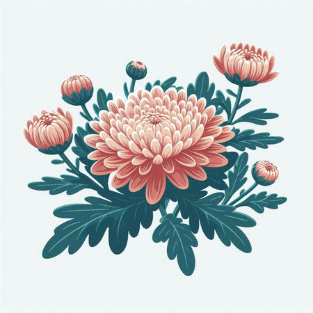 Beautiful bouquet of chrysanthemums. Vector illustration.のイラスト素材