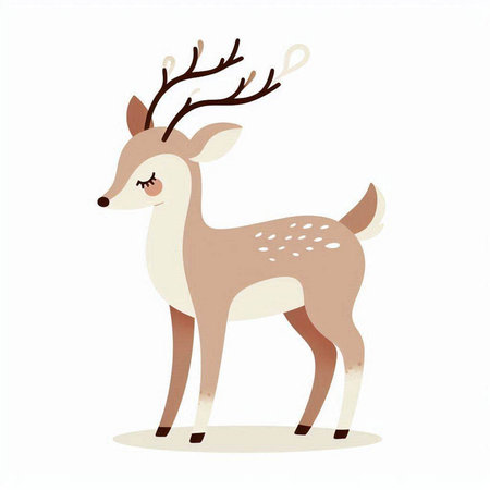 Cute cartoon deer isolated on a white background. Vector illustration.のイラスト素材