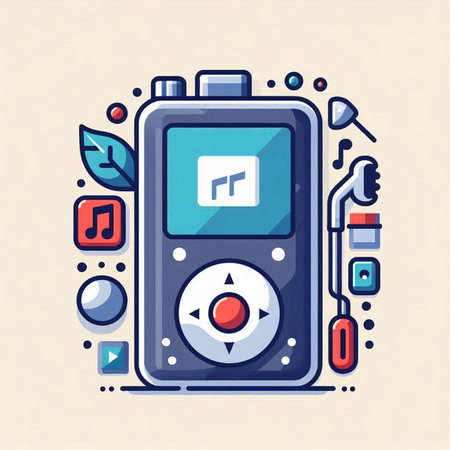 Music player flat line icon. Vector illustration for web and mobile designのイラスト素材
