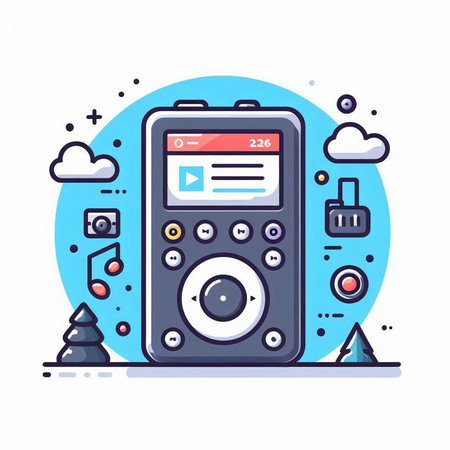 Music player. Modern flat line design style vector illustration for web and mobile app.のイラスト素材
