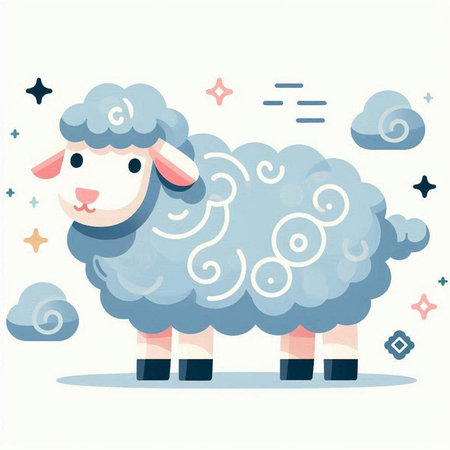 Cute sheep. Vector illustration in cartoon style on white background.のイラスト素材