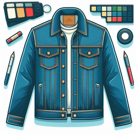 Vector illustration of men's jacket and accessories on a white background.のイラスト素材