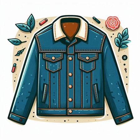 Denim jacket with pockets. Vector illustration on a white background.のイラスト素材