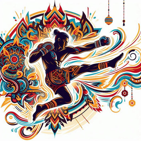Vector illustration of Indian dancing in ethnic style on abstract colorful background.のイラスト素材