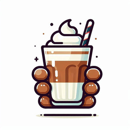 Coffee with whipped cream in a glass. Hand drawn vector illustration.のイラスト素材