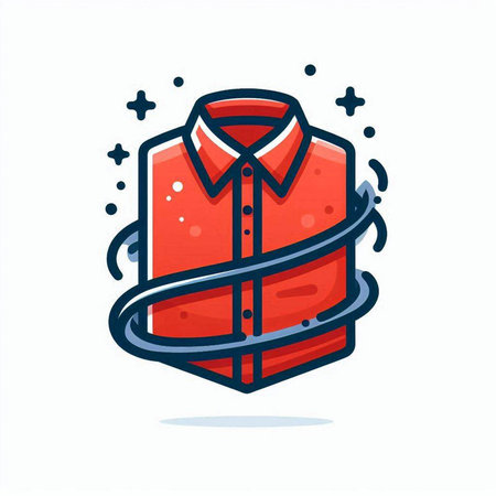 Folded red shirt with ribbon. Vector illustration in flat style.のイラスト素材