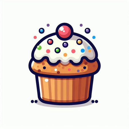 Cupcake vector illustration. Cute cartoon muffin icon.のイラスト素材