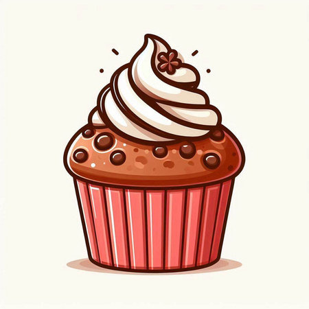 Cupcake with cream. Vector illustration of a cupcake.のイラスト素材