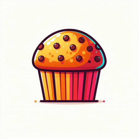 Cupcake vector illustration. Cute muffin isolated on white background.のイラスト素材