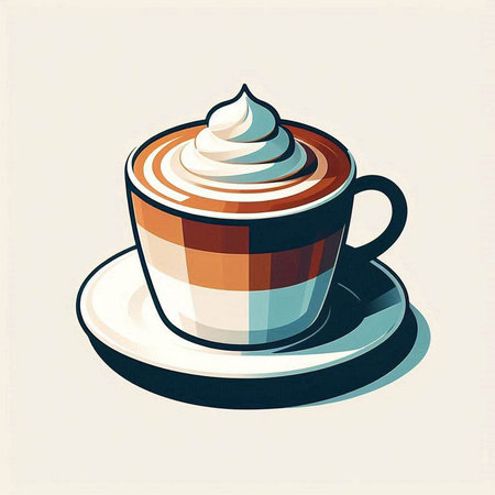 Illustration of a cup of cappuccino with whipped creamのイラスト素材