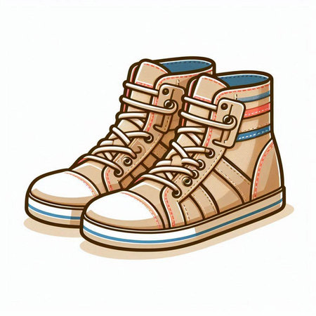 Sneakers isolated on white background. Cartoon style. Vector illustration.のイラスト素材