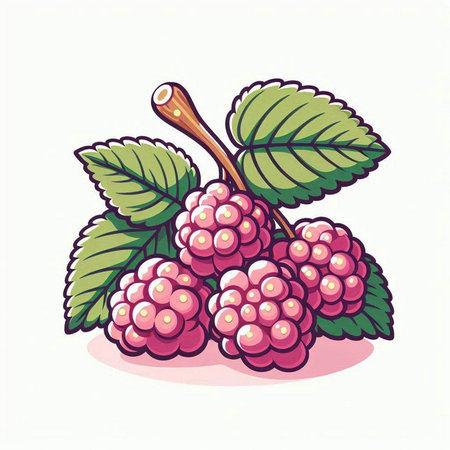 Illustration of a bunch of ripe blackberries on a white backgroundのイラスト素材